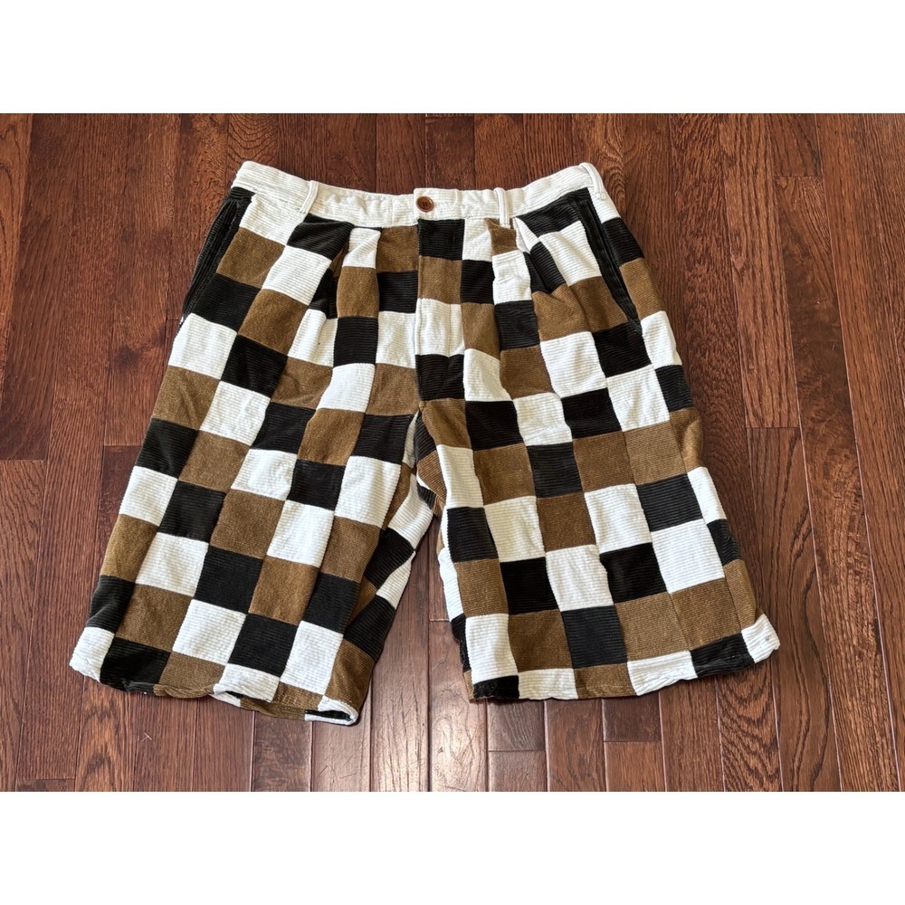 J. Press Handmade 1/1 Checkerboard Corduroy Shorts Medium Patchwork USA